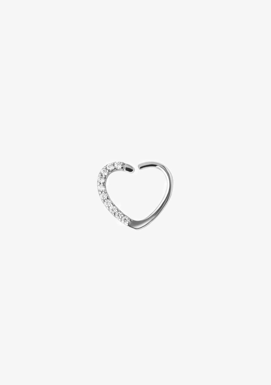 Damen KALK Ear Piercings | Ear Hoop Piercing Heart Silver