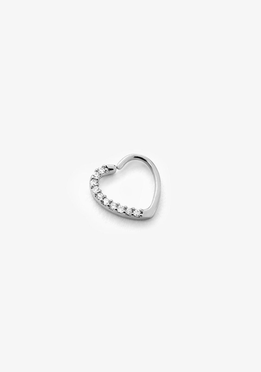 Damen KALK Ear Piercings | Ear Hoop Piercing Heart Silver