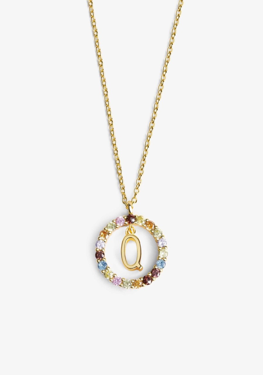 Damen KALK Halsketten | Necklace Iniziale Letter Q Gold