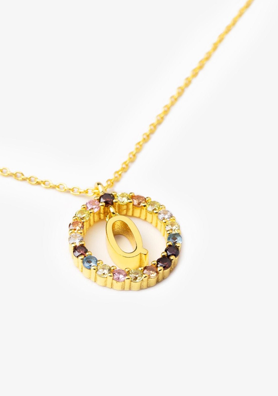 Damen KALK Halsketten | Necklace Iniziale Letter Q Gold