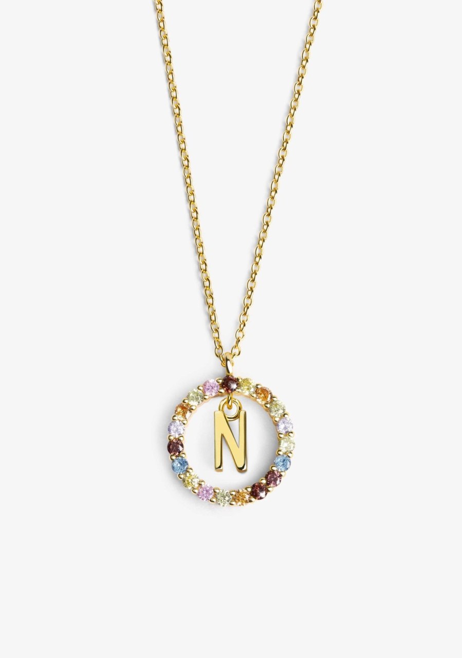 Damen KALK Halsketten | Necklace Iniziale Letter N Gold