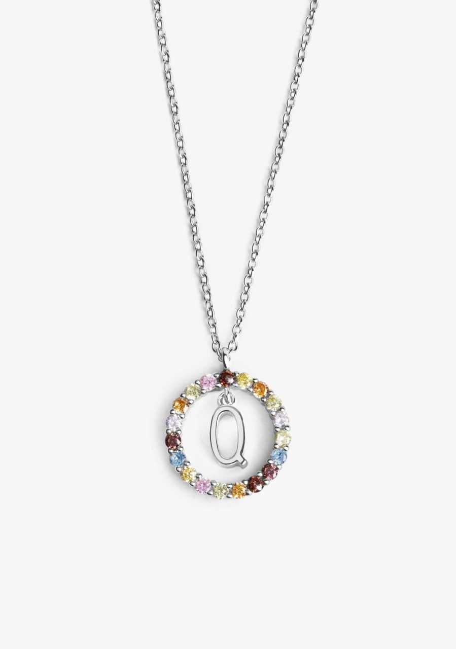 Damen KALK Halsketten | Necklace Iniziale Letter Q Silver