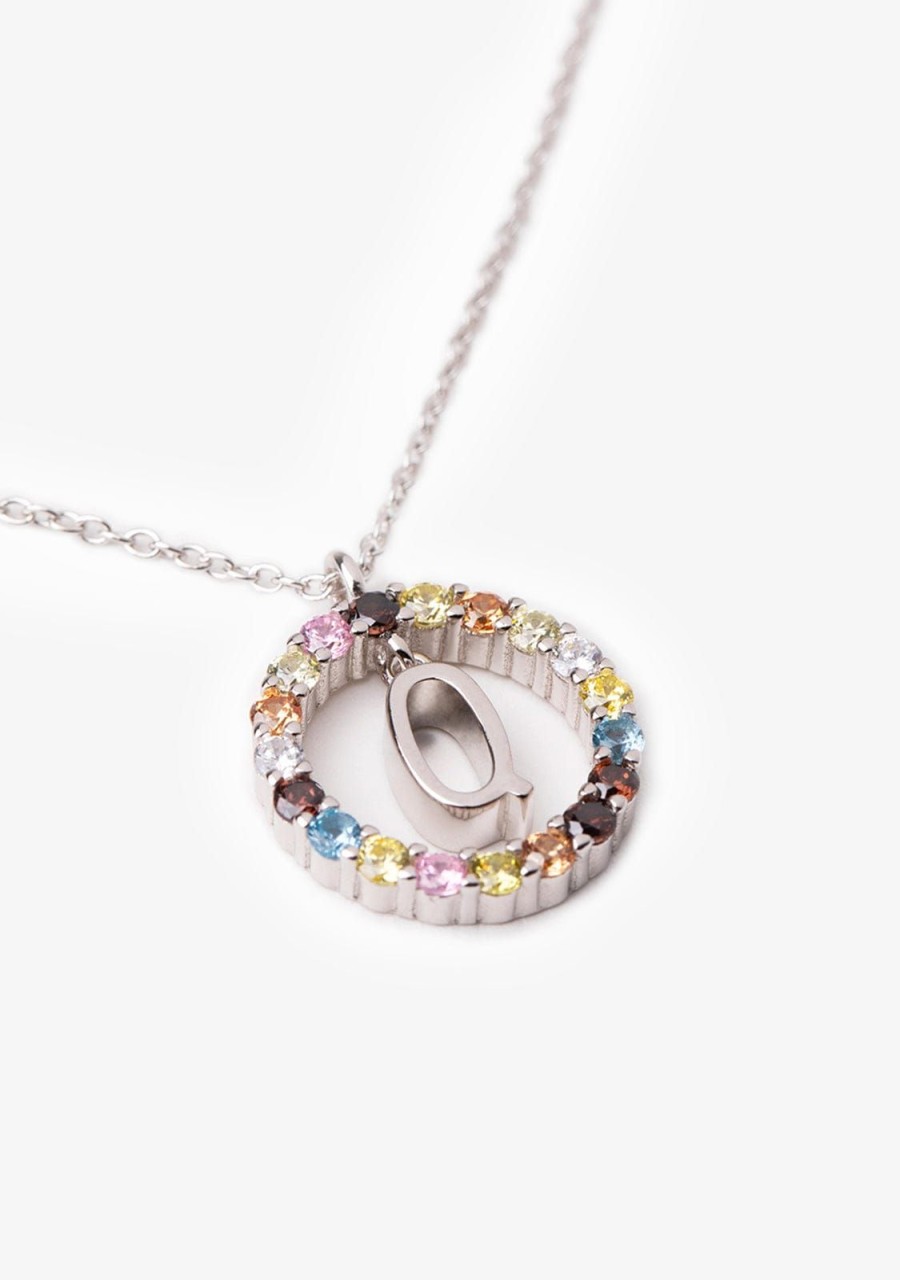 Damen KALK Halsketten | Necklace Iniziale Letter Q Silver