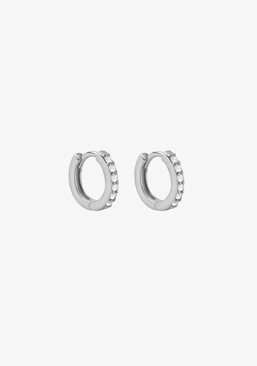 Damen KALK Ohrringe | Zirconias Hoop Earrings Silver