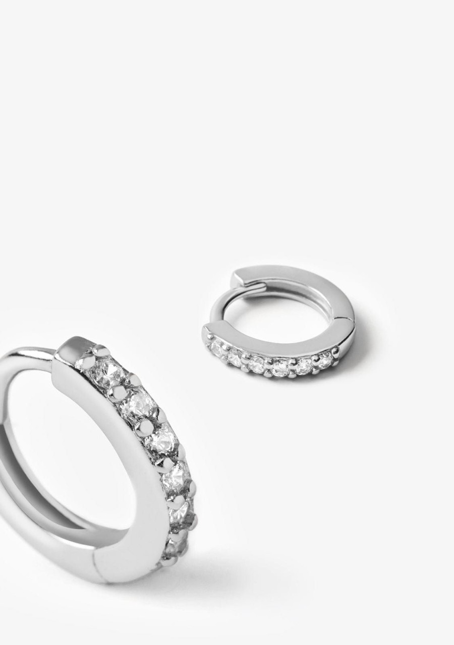 Damen KALK Ohrringe | Zirconias Hoop Earrings Silver