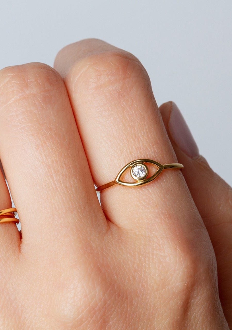 Damen KALK Ringe | Gold Zirkonia Auge Ring