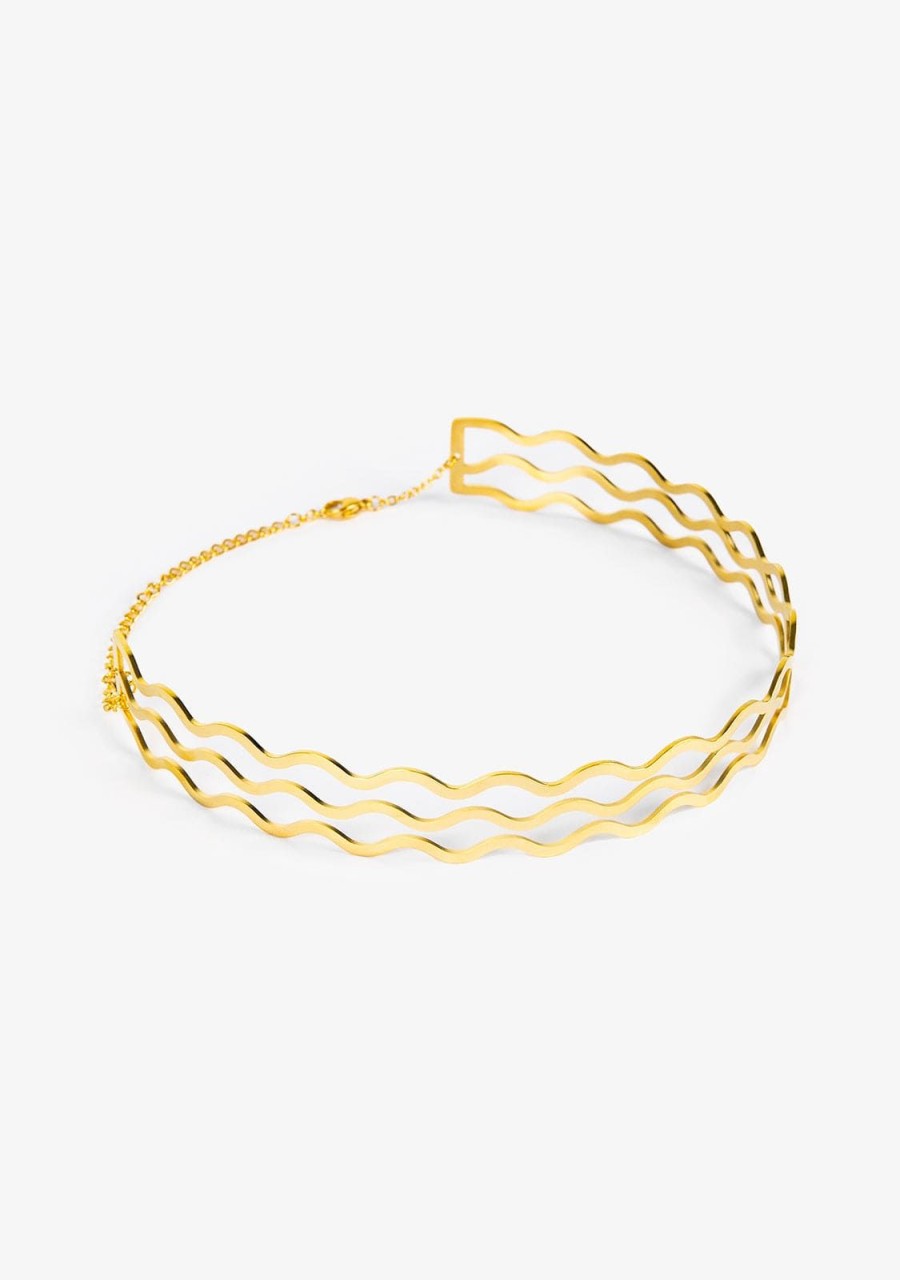 Damen KALK Halsketten | Choker Gold Waves