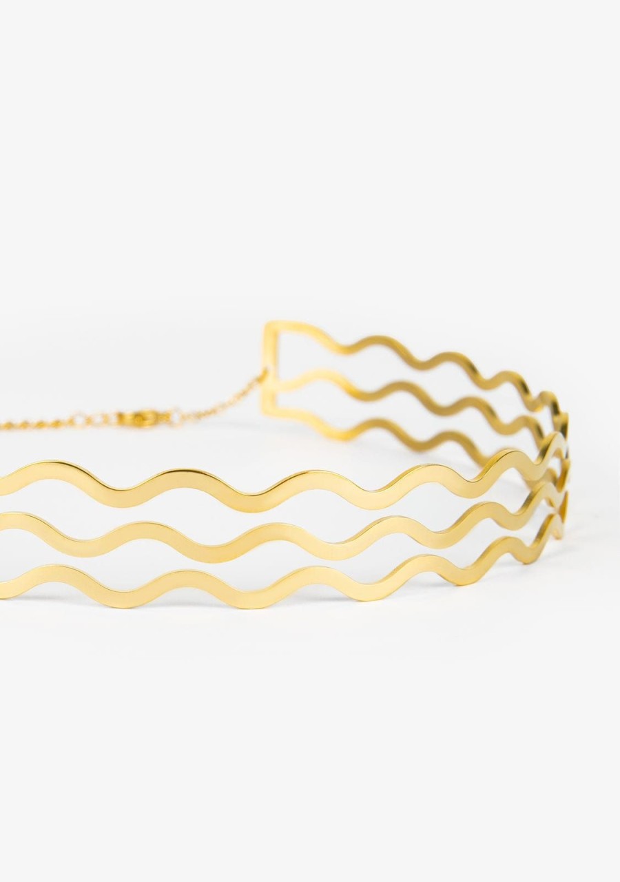 Damen KALK Halsketten | Choker Gold Waves