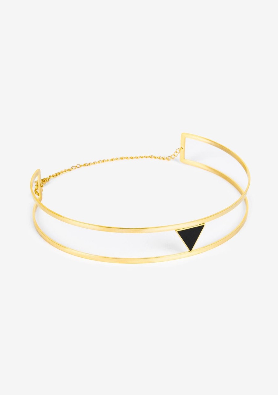 Damen KALK Halsketten | Choker Gold Triangle Nero