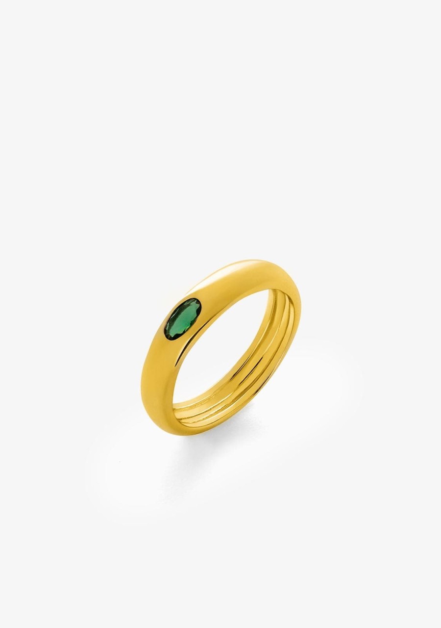 Damen KALK Ringe | Ring Prisma Smaragd Gold