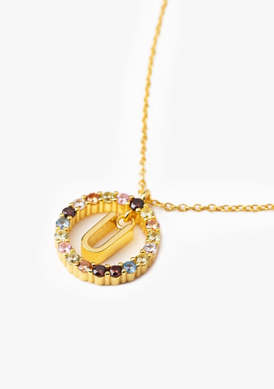 Damen KALK Halsketten | Necklace Iniziale Letter U Gold