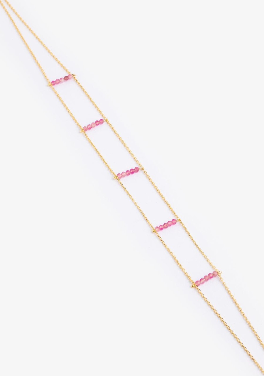 Damen KALK Halsketten | Double Pink Choker Gold