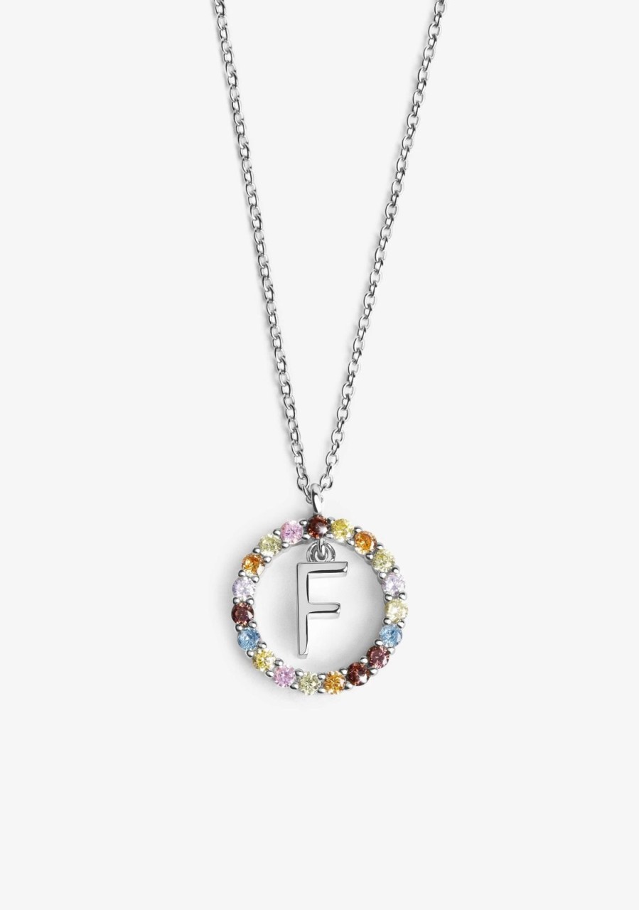 Damen KALK Halsketten | Necklace Iniziale Letter F Silver