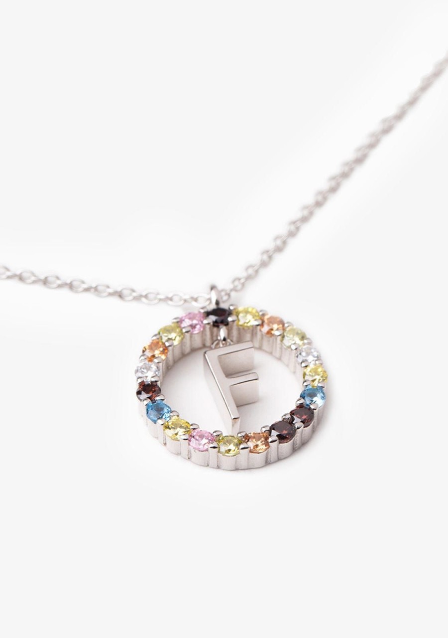 Damen KALK Halsketten | Necklace Iniziale Letter F Silver