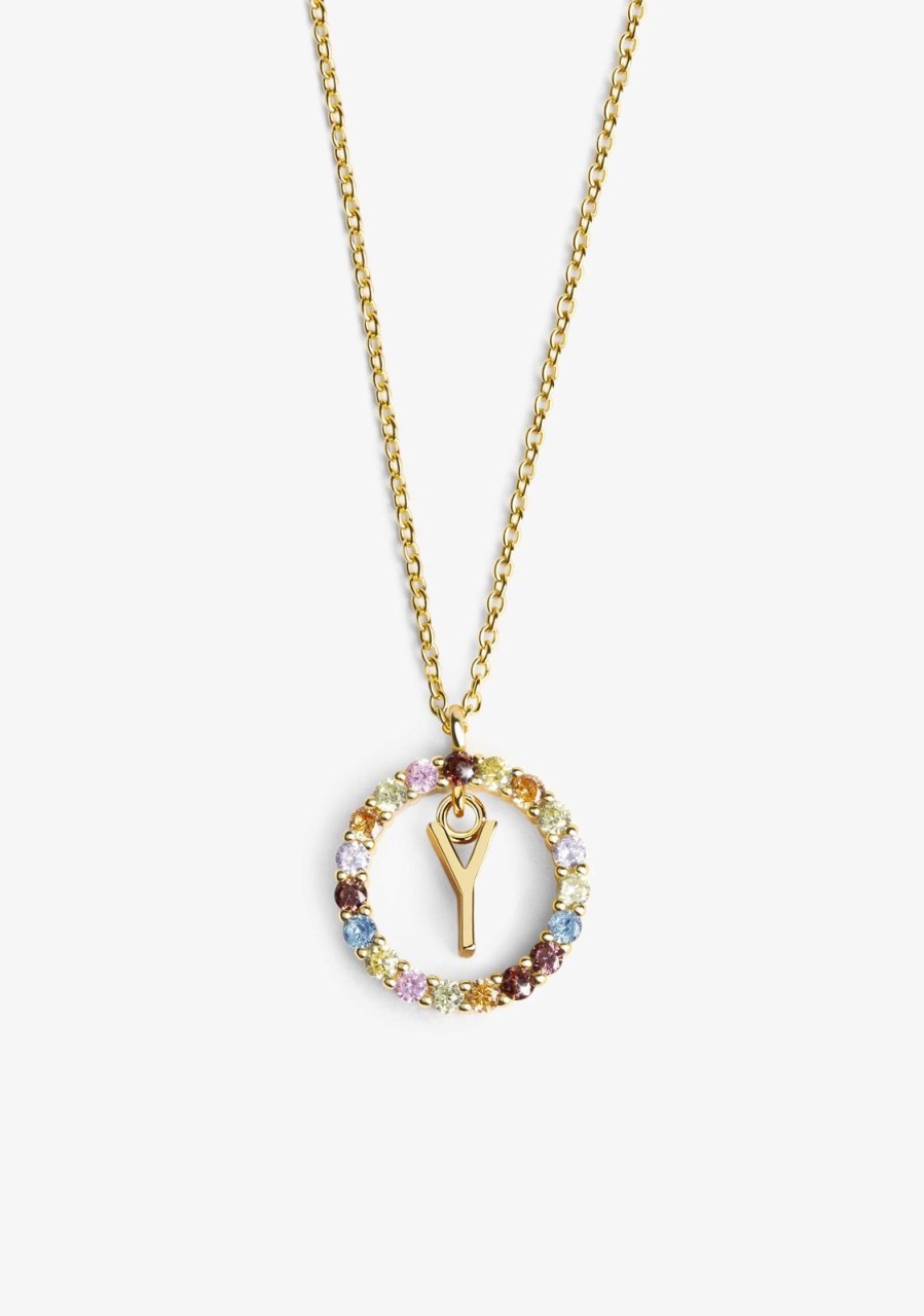 Damen KALK Halsketten | Necklace Iniziale Letter Y Gold