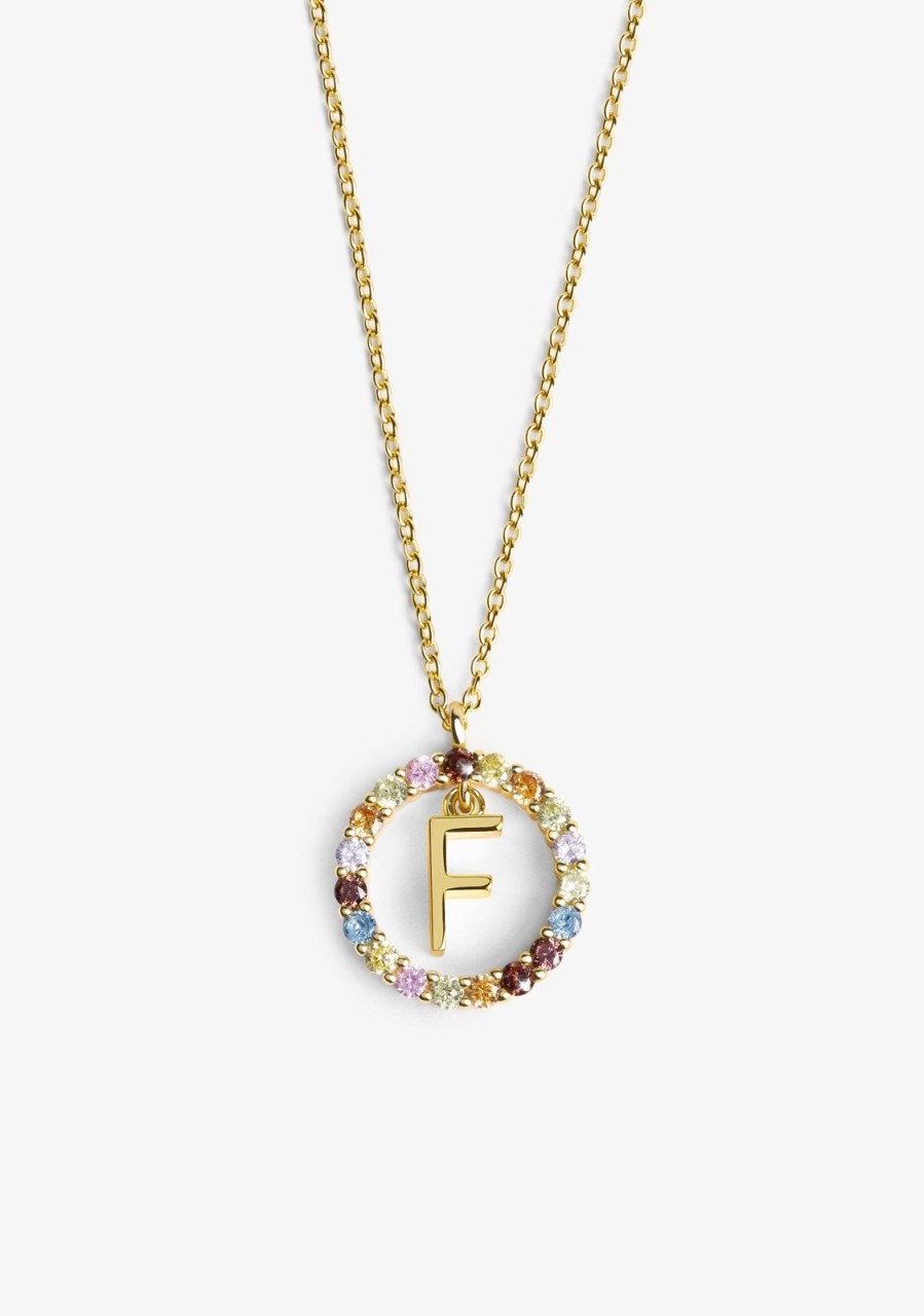 Damen KALK Halsketten | Necklace Iniziale Letter F Gold