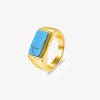 Damen KALK Ringe | Ring Rectangle Turquese Gold