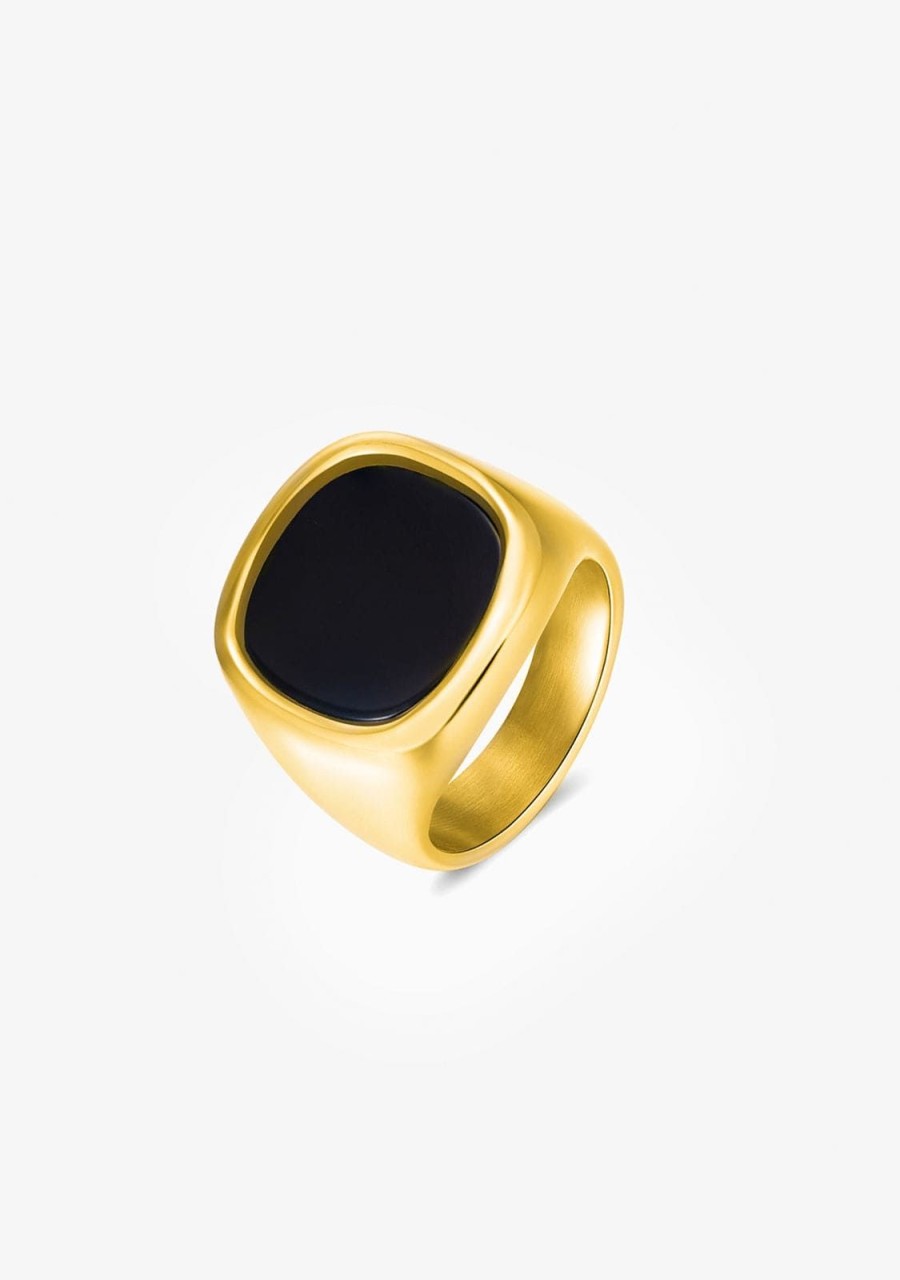 Damen KALK Ringe | Ring Onix Nero Gold